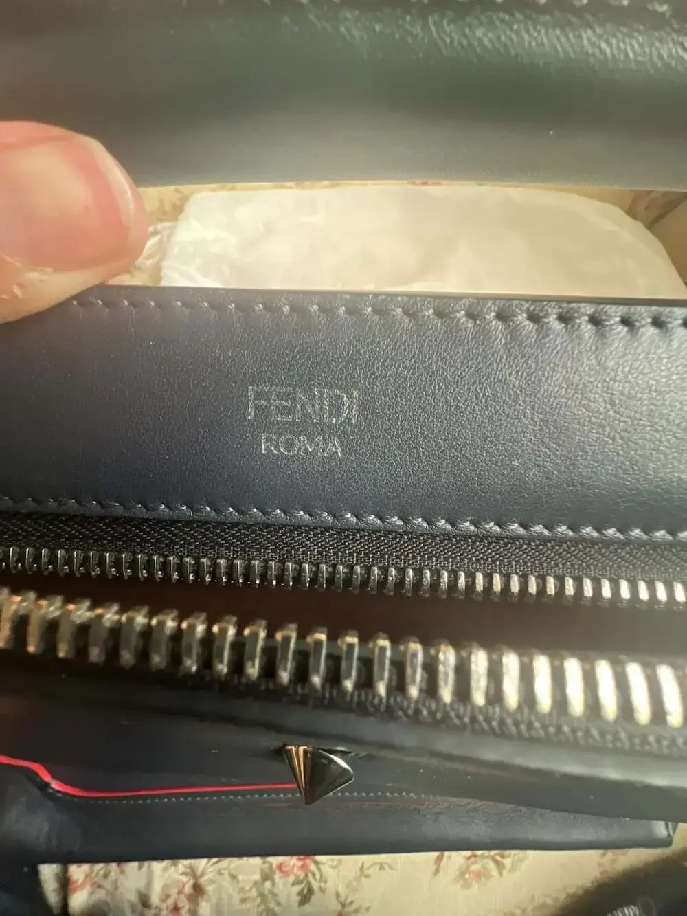 Fendi Dotcom Leather and Python Satchel Bag